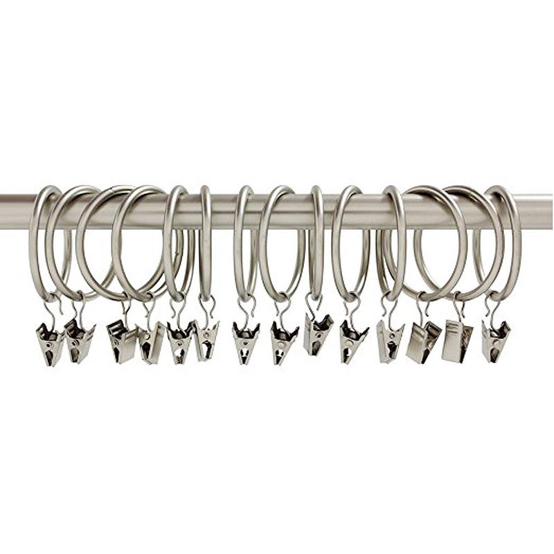 Lansian 100 Pack Curtain Rings with Clips Hooks 1.5 inch Rustproof Matte Metal Stainless Steel Drapery Rings for Tension Rod Bracket Eyelets Decorative Hangers, Silver (1.5" Interior Diameter) - Image 5